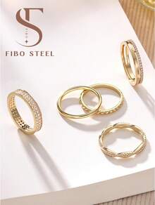 Milacolato Gold Silver Stackable Rings For Women - 14K Gold Plated Waterproof Stacking Thin Chunky Bands Cubic Zirconia Thumb Ring Set 2-4mm  Statement Promise Engagement Rings Size 5-10 - Nhiều màu - Xem 3