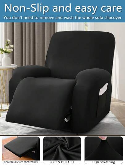 1 st klassiskt enfärgat massagefåtöljöverdrag, heltäckande skyddande stolsöverdrag, mjukt och bekvämt, stretchigt, damm- och reptåligt