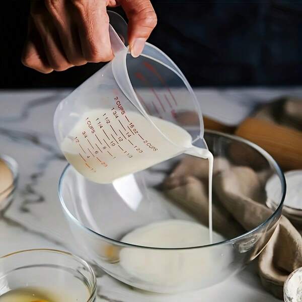3pcs Baking Plastic Measuring Cups, Double-Sided Large Capacity Transparent Thick Measuring Cups, Baking Tools