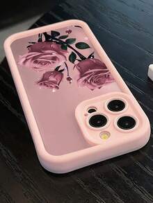 1 pieza Nuevo estuche de teléfono transparente a prueba de caídas con rosa púrpura chapada en metal, compatible con iPhone 17/17 Air/17 Pro/17 Pro Max/16 Pro Max/16 Pro/16/13 Pro Max/12 Pro Max 11, 15 Pro Max, 14 Pro Max, estuche de teléfono a prueba de golpes y caídas de TPU transparente grueso, versión internacional, no la versión nacional - Rosa - Ver 3