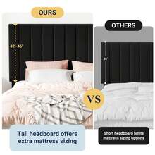Allewie Full/Queen/King Size Storage Bed Frame, Vertical Channel Tufted Adjustable Headboard, Velvet Upholstered Platform Bed With 4 Oversized Underbed Drawers, Wooden Slats Support, No Box Spring Needed, Black - màu đen - Xem 6