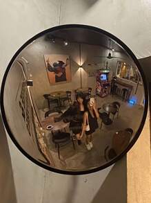 装饰艺术圆形壁镜 - 全身水平壁挂式镜子，带塑料框架，无需电力 | 客厅、卧室、玄关、浴室墙面装饰的家居装饰，用于试穿服装的自拍镜，房间装饰 - 彩色 - 查看 11