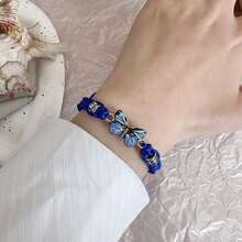Butterfly Bracelet For Women Adjustable Braid Insect Butterfly Pendant Weaving Friendship Bracelets Party Favors - 藍色 - 查看 1
