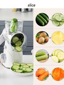 1 多功能蔬菜切片机，手摇滚筒切片机，三合一切片机，立式蔬菜切片机，奶酪切片机，厨房小工具 - 白灰色 - 查看 7