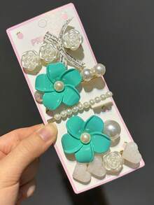 5pcs Plumeria Flower Hair Clips, Sweet Headwear Hair Accessories For Beach Vacation, Random Card Packaging - Multicolor - View 10