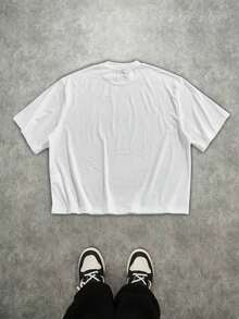 2026Manfinity  Boxy Cropped Loose Distressed Thorn Wreath "JESUS IS MY KING" Graphic White Short Sleeve T-Shirt (High Quality)Loose And Comfortable,Casual And Easy-Goin,High-Quality Wax Printed Cotton Retro FashionBrand T-Shirt, Men's T-Shirt, Beach Must-Have, Men's Summer T-Shirt, Holiday Gift, - trắng - Xem 5