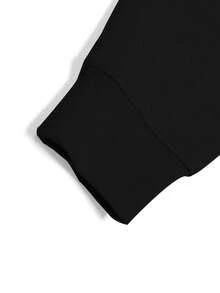 Sudadera con capucha con cordón y estampado de letras para hombre, para otoño - Negro - Ver 2