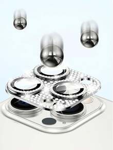 2pcs Compatible With IPhone, Silver Camera Lens Protector, Shiny Rhinestone Rhinestone 9H Tempered Glass Lens Cover Anti-Shock Full Protection Camera Cover, Compatible With Your Phone Case Applicable To Daily Shield, Office, Home Sparkling Crystal Phone Camera Cover Waterproof Anti-Fall Anti-Fall Scratch Resistant Anti-Fingerprint