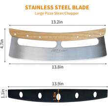 ALLTOP Pizza Cutter Rocker - High Performance Stainless Steel Slicer Blade With One-Count Wooden Handle - Efficient And Durable Pizza Accessory - Perfect Kitchen Tool For Home Cooking And Restaurant