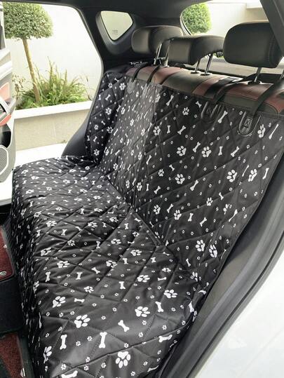 1 Miếng Xám Vải Oxford Chó Chỗ ngồi Che phủ Với In Mẫu Đối với Ô tô/xe hơi Ở phía sau Chỗ ngồi , Thích hợp Đối với Thú cưng Du lịch ngoài trời