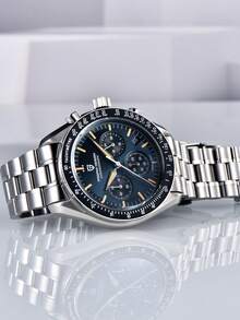 PAGANI DESIGN 2025 新月男式计时石英表黑色日本 VK63 蓝宝石玻璃不锈钢 100 米防水男表 PD-1701