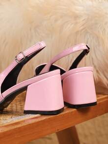 Giày cao gót Mary Jane đế dày cỡ lớn dành cho nữ, mũi vuông, màu hồng nhạt, kiểu dáng trang trọng, có khóa kim loại, thích hợp cho công sở, dự tiệc, thanh lịch và quyến rũ, cỡ lớn. - Màu Hồng baby - Xem 6