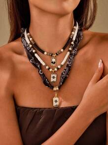 1/3pcs Set Funky Jewelry Luxurious Colorful Stone Beaded Sun Shaped Alloy Pendant Necklace, Versatile For Daily And Party Wear, Random Color Beads