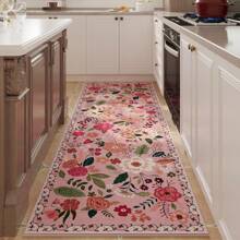 Entreemat met bloemenmotief in Boheemse stijl - antislip, waterabsorberend, binnen- en buitengebruik, decoratie voor entree, slaapkamer, keuken, gang, machinewasbaar, 61 x 180 cm