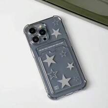Stars Multifunctional Card Slot Photo Transparent Case For Apple  16 15 14 13 12 Pro Max 16 15 14 Plus 13 12 11 Pro With Card Slot Four Corner Shockproof TPU Soft Case For Fans And Celebrities Small Card - 透明黑 - 查看 1
