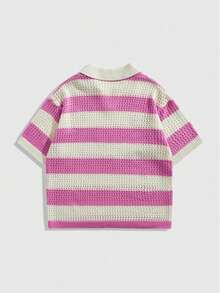 Summer's Popular Dopamine-Sweet Style Pink Digital Print Cutout Loose Women's T-Shirt - 粉色 - 查看 6