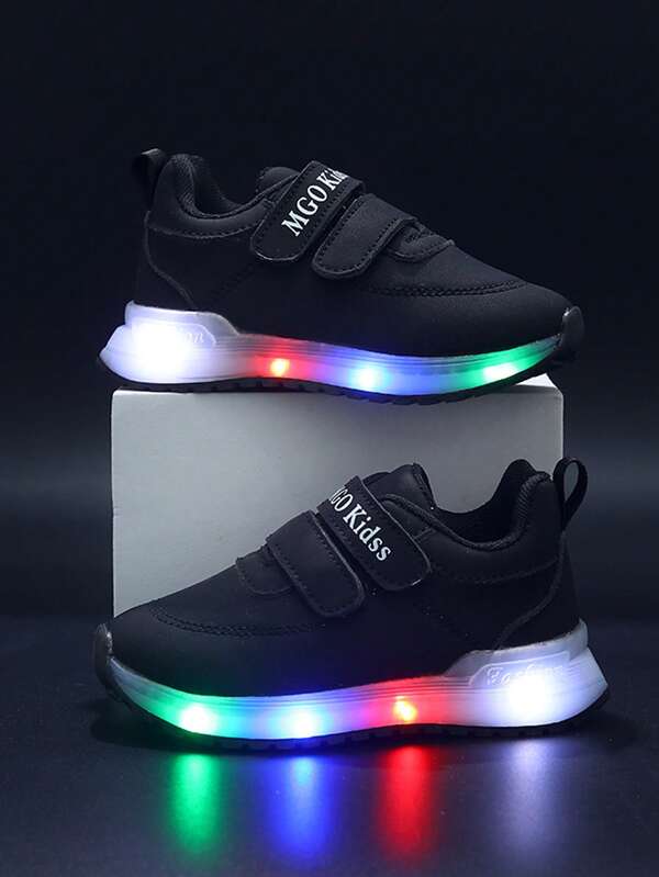 MGO Kidss Zapatos de princesa para niñas de MGO, nuevos para primavera/otoño, en blanco, rosa y negro con luces, también adecuados para niños y niñas, zapatos deportivos luminosos en rosa y morado, zapatillas blancas pequeñas