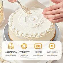 10-Inch Aluminum Alloy Cake Decorating Turntable, Rotating Icing Smoothing Stand, Baking Piping Platform With High-Precision Bearings For Smooth And Quiet Operation, Essential Home Baking Tool - White - One Size - View 6