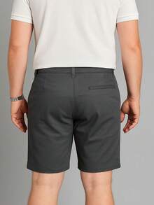 Men's Bermuda Shorts 100% Cotton Twill Casual Shorts Preppy Father's Day - 灰色 - 查看 2
