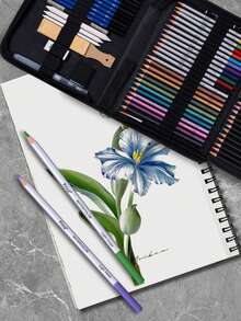 76 件套绘画套装素描套装、彩色铅笔、专业美术用品（含彩色素描本、水彩、2D 平面），非常适合房间装饰、返校季学校用品、学生文具、学习礼物 - 彩色 - 查看 7