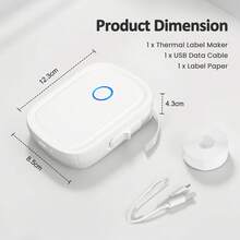 Thermal Label Maker Machine With Tape, L12/13  Portable Bluetooth Label Printer For Storage, Shipping, Barcode, Mailing, Office, Home, Organizing, Sticker Maker Mini Label Maker With Multiple Templates Label Maker Machine -  Bluetooth Wireless Sticker Printer, Pocket Sticker Maker With 1pc 12x40mm Tape, Inkless Printer For Ios & Android, Praticle Labeler & Gift For Home & Office Organization Bluetooth Label Maker Machine With Tape, Continuous Waterproof Label, Versatile App With 35 Fonts And 1k+ Icons, Inkless Labeler For Home, Kitchen, School, Office Organization - Beige - View 5