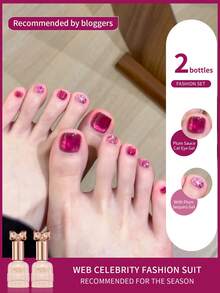 annies 10ML Dragon Fruit Plum Red Cat Eye Toe Nail Gel Polish 2025 New Summer Pop Shiner Nail Polish Enhancement Set 2 Pieces Nails - Multicolor - View 1