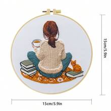 刺繡套裝 20x20cm/7.9x7.9英吋 背面圖案款 含針線、預印布料、繡框與說明書 初學者友善 適合送給家人朋友的理想禮物 易上手 DIY 手工藝 家庭辦公室牆面裝飾藝術 - 彩色 - 查看 6