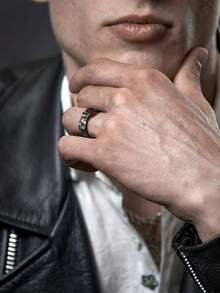 12PCS/ Vintage Rings Men Cool Adjustable Angel Wings Ring Gothic Punk Open Ring Set, Metal, No Gemstones Fashionable Men's Jewelry Gift Rings For Men Rings Jewelry For Men - Multicolor - View 2