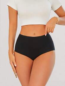 10 Pcs  Cotton  Casual-Comfy  Cute-Sweet  Casual-Sporty    Striped  Plain    High Rise    Brief Panties For Women - 彩色 - 查看 5