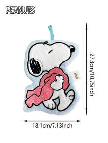 Peanuts 1PC 花生官方授权珊瑚绒毛绒挂式厨房浴室手巾清洁巾精致刺绣亲肤柔软舒适吸水加厚设计