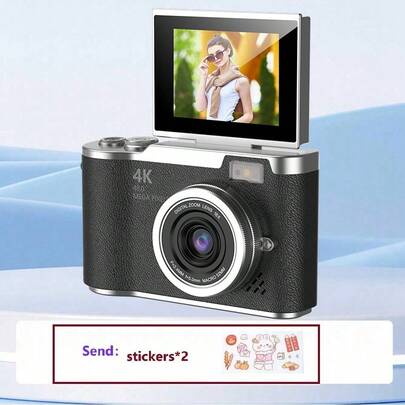 4K HD Mini Kamera, unterstützt Videoaufnahme, 128GB Speicher, beinhaltet digitale Kamera Geschenkspielzeug, digitale Kamera und 2 Aufkleber