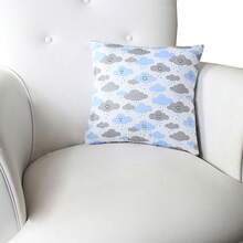 Printed Decorative Pillow With Full Zipper, Super Washable - Blue Cloud - View 1