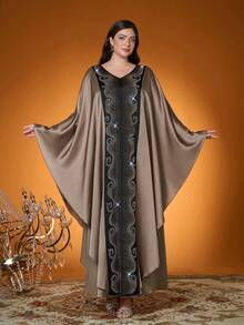 Elegante, Nova Chegada, Senhora, Tecido, Cores Contrastantes, Diamante Quente, Bordado de Miçangas, Burca Árabe