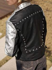 Risissida Women's Lightweight Cropped Patchwork Jacket - Minimalist Casual Style, All-Season Versatile Wear For Spring & Autumn