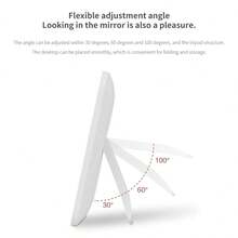 Espelho de Maquiagem com LED Branco, 3 Cores de Iluminação, Iluminação Frontal, Brilho Ajustável, Interruptor de Toque, Design Portátil e Dobrável, Carregamento USB - A Escolha Ideal para Entusiastas da Beleza