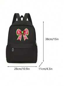 西瓜蝴蝶结女孩背包大容量笔记本电脑背包，返校经典休闲日用背包大学背包轻便学校书包适合女孩男孩，女孩背包书包适合中学青少年背包，防盗笔记本电脑背包旅行日用背包书包礼物