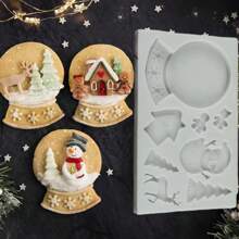 1 Stück Weihnachtsschneemann Abzeichen Dekorations-Formform, DIY Räucherstäbchen/Handwerk/Party Dekorations Aufkleber Silikon Formform, einfach zu entformen