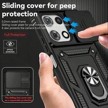 For IPhone 17 16 15 14 13 12 11 Case, With Slide Camera Cover HD Screen Protector Magnetic Ring Holder Kickstand Protective Phone Case For  Moto, Black - 黑色 - 查看 5