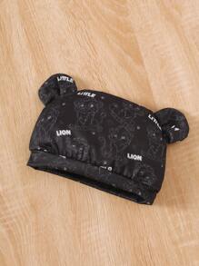 3件套“勇敢小狮子宝宝”幼儿长袖上衣、狮子印花裤子和带耳朵帽子套装，轻盈柔软