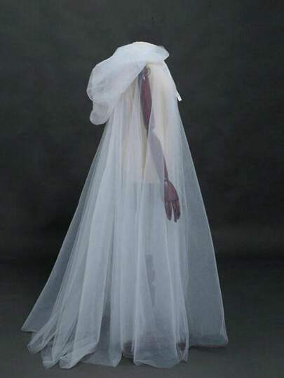 1 pieza Capa con capucha unisex de malla de unicolor negro de 130cm/160cm/190cm, capa con capucha de tul de 3 capas, capucha de tul de 2 capas, adecuada para discoteca, bar, boda, dama de honor, disfraz de Halloween, disponible en rojo, blanco, negro. Opción de tamaño 130cm para clientes con una altura total inferior a 130cm, opción de tamaño 160cm para clientes con una altura total inferior a 160cm, opción de tamaño 190cm para clientes con una altura total inferior a 190cm.