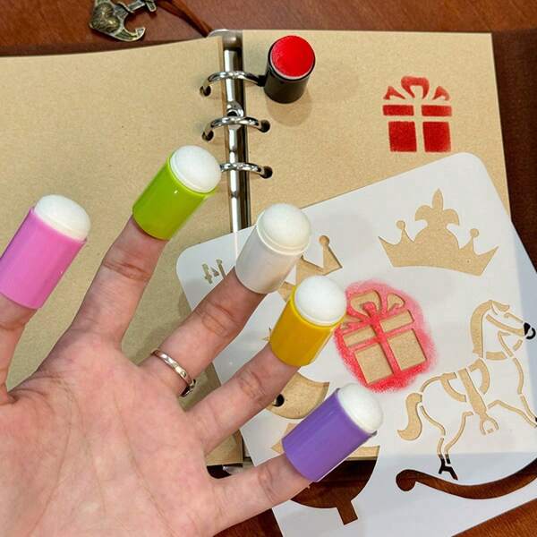 24 piezas/1 set de aplicadores de esponja (sin caja) para manualidades - Excelentes para aplicar tinta, tiza, pintura y talla grande - Aplicadores para estarcido, pintura con esponja y crear efectos detallados, útiles escolares de vuelta a clases (colores aleatorios)