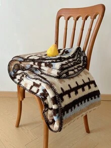 1pc Bohemian Style Double-Sided Printed Thickened Half-Fleece Knitted Blanket/Throw/Towel, Suitable For Office Nap/Sofa/Air Conditioning, Thick Hypoallergenic Knitted Blanket - Luxury Nordic Heart Pattern, Suitable For Bedroom And Sofa, Mixed Color, Multi-Purpose,Fall Decor,Autumn Decor,Room Decor - Coffee Brown - View 8