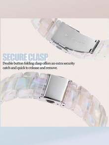 1条轻盈象牙色树脂表带，简约设计，兼容 40/41/42/44/45/46/49/38毫米，也适用于 Ultra 10/9/8/7/6/5/4/SE/3/2/1系列，男女通用替换表带，透气百搭，适合春夏游泳佩戴，不锈钢折叠表扣，配件 - 象牙白 - 查看 7