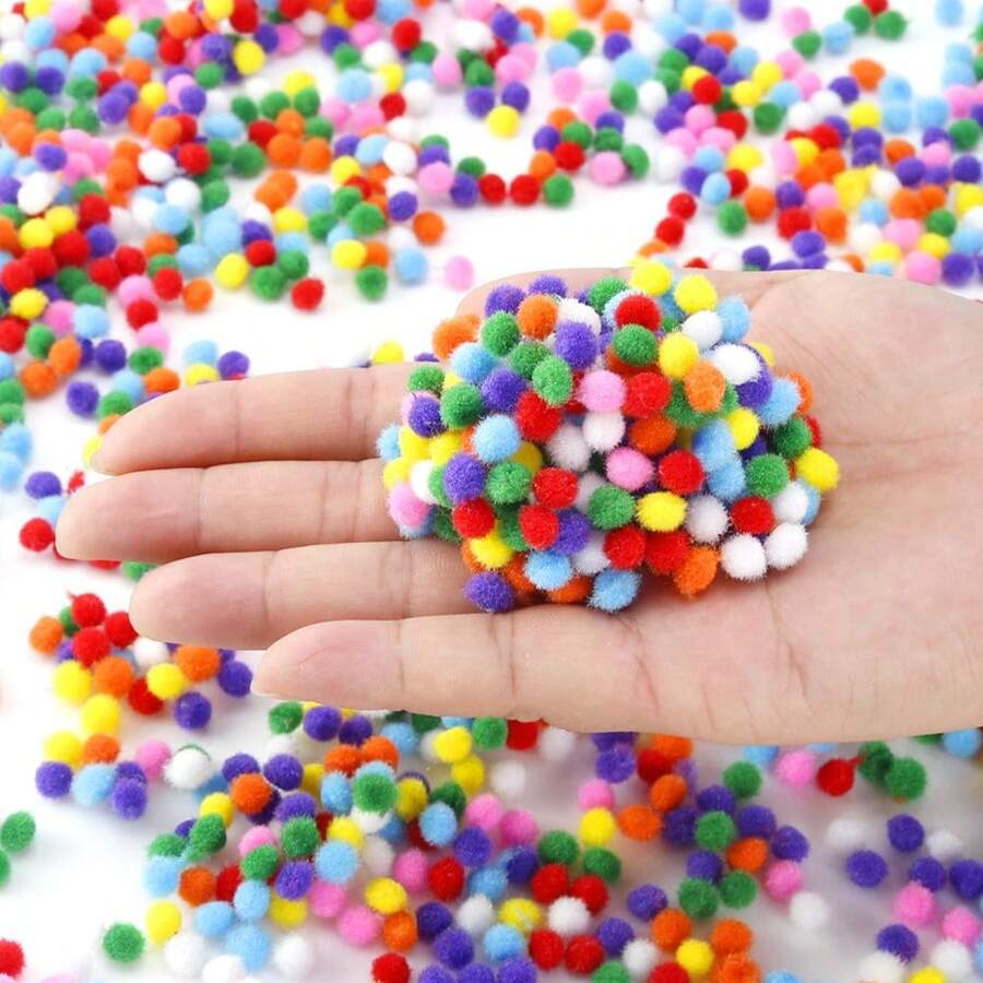 300pcs Classic Colorful Pom Poms (1cm) - Assorted, Suitable For Crafts, DIY Decoration, Projects And Party Supplies, Daily DIY Crafts, Gift Decoration And Creative Decoration - Multicolor - View 1