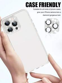 2pcs Compatible With IPhone, Silver Camera Lens Protector, Shiny Rhinestone Rhinestone 9H Tempered Glass Lens Cover Anti-Shock Full Protection Camera Cover, Compatible With Your Phone Case Applicable To Daily Shield, Office, Home Sparkling Crystal Phone Camera Cover Waterproof Anti-Fall Anti-Fall Scratch Resistant Anti-Fingerprint