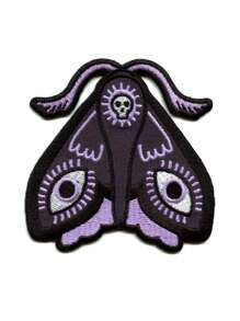 1PC Moth Face Wings Patch Animal Eyes Skull Embroidered Iron-On - Multicolor - View 1