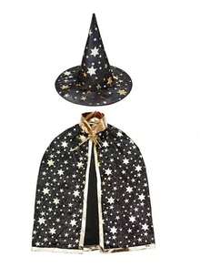 Halloween Costume Kids Cloak Cape Cosplay Witch Robe Costume (Random Style Hat Included) - Multicolor - View 4