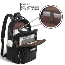 30L Large Capacity Waterproof Business Vintage Style 1pc Solid Color Pu Leather Men Women Backpack Shoulder Bag,Business Laptop Backpack For Men Women, 15.6" Travel Work Backpack Waterproof College Bookbag Purse Faux Leather, College Students, Rookies & White CollarWorkers,Perfect For Work.Business, Commute, College,Vacation Essentials&Back-To-School Essentials,Black - 黑色 - 查看 4
