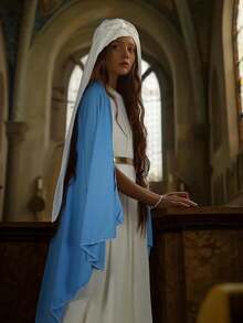 1pc Virgin Mary Costume Adult Robe For Women Easter Halloween Cosplay - 白色 - 查看 4
