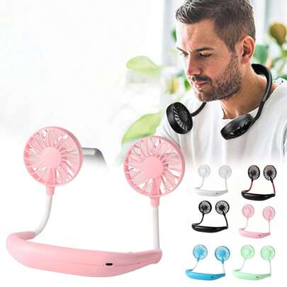 Bärbar nackfläkt, skrivbordsfläkt, handhållen fläkt, nackhängande luftkonditionering, bra kyleffekt, 60 graders rotation, lämplig för resor, sport, promenader och utomhusarbete, uppladdningsbart batterikapacitet 1200mAh/1800mAh